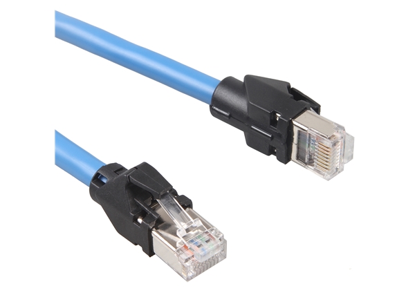 工業網線超六類超高柔（róu）拖鏈德（dé）式短休水晶頭（tóu）藍色